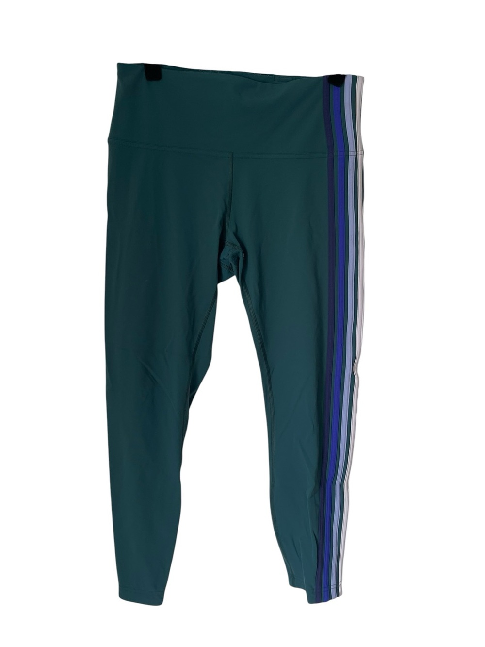Lululemon Teal Leggings with Side Stripes